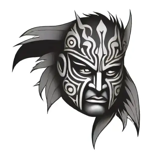 maori warrior mask tattoo design idea