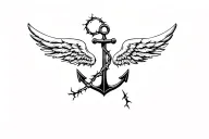 Wings, with anchor, thorns, freedom, life, crazy tattoo design idea