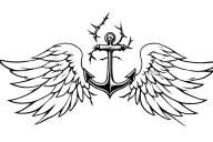 Wings, with anchor, thorns, freedom, life, crazy tattoo design idea