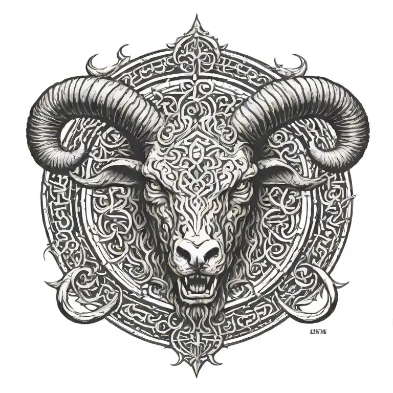 demonic aries symbol tattoo design idea