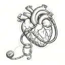 An anatomically correct heart intertwined with a stethoscope tattoo design idea