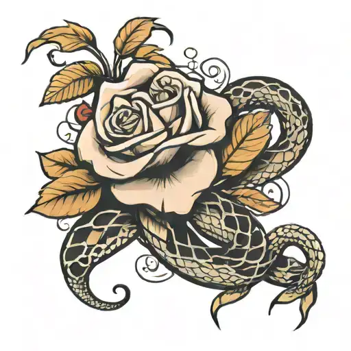 snake and rose intertwined tattoo design idea