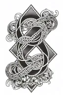 infinity symbol with four diamonds placed symetrically  tattoo design idea