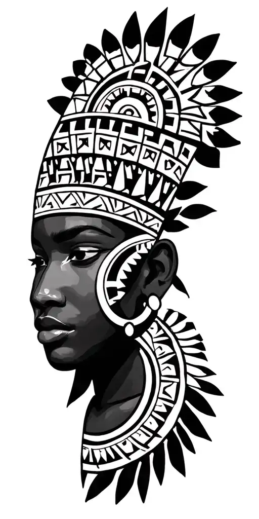 Aztec patterns with African symbols incorporated tattoo design idea