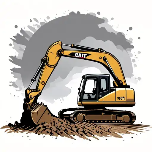 excavator digging tattoo design idea