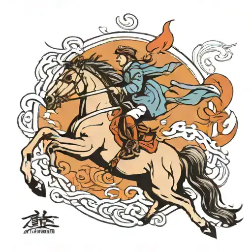 Horse jumping tattoo design idea