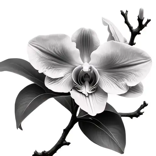 cattleya orchid with a tree branch tattoo design idea