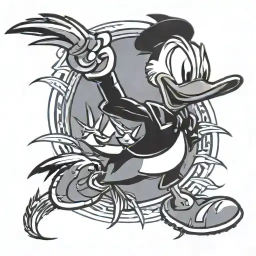 punk donald duck tattoo design idea