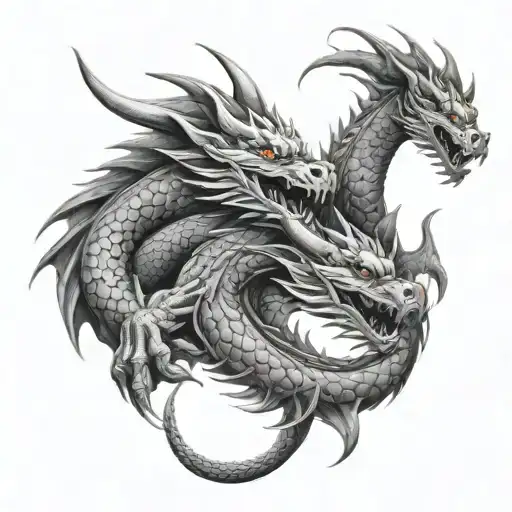 two headed dragon breed tattoo design idea