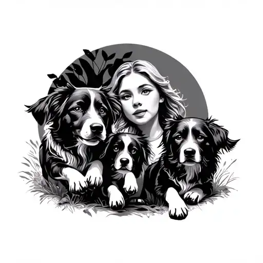 memory of mother beatiful wife, dogs running tattoo design idea