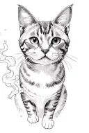 gray tabby cat smoking tattoo design idea