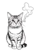 gray tabby cat smoking tattoo design idea