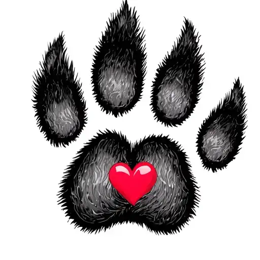 Dog paw print with heart tattoo design idea