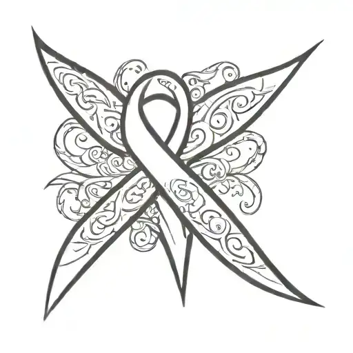 BreAst cancer ribbon tattoo design idea