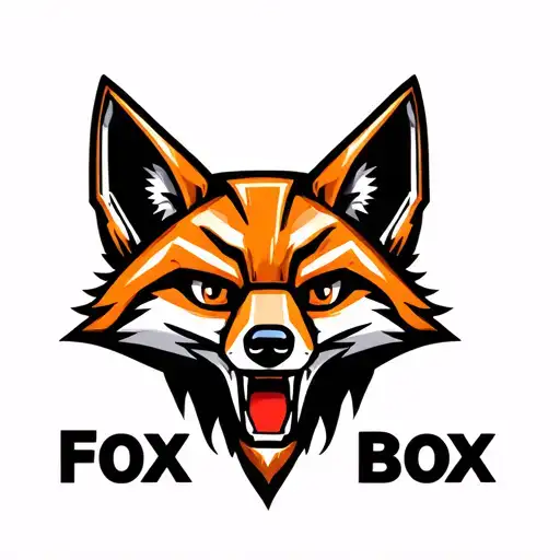 "Fox Box" "Fox Box" "Fox Box" Mechanical fox head logo. Low detail, simple design. tattoo design idea