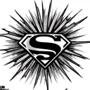 Superman emblem over sunrays radiating outwards tattoo design idea