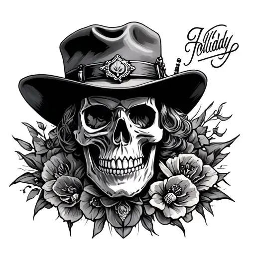 skull doc Holliday traditional  tattoo design idea