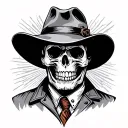 skull doc Holliday traditional  tattoo design idea