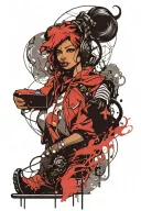 ariel disney princess, ram truck driver, steam punk, hoodie tattoo design idea