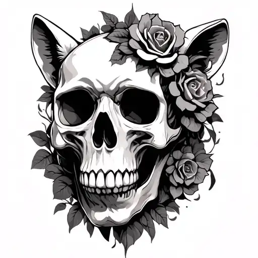 skull and animal tattoo design idea