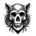 skull and animal tattoo design idea
