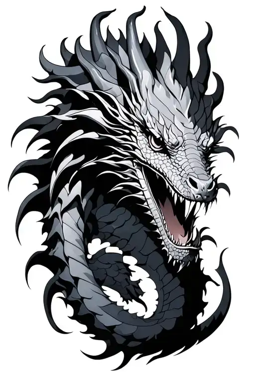 dragon with 3 heads tattoo design idea