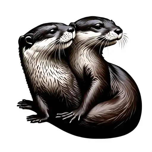 two river otters in love  tattoo design idea
