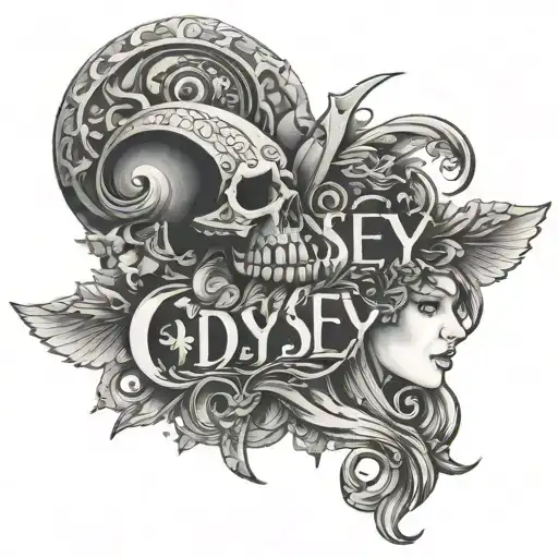 just the word( odyssey ) type tattoo design idea