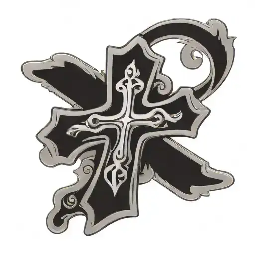 small cross with forgiven wrote in the middle tattoo design idea