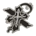 small cross with forgiven wrote in the middle tattoo design idea