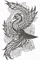 First Phoenix bird  feather middle below Kung fu symbol unique design tattoo it's like showing some confident level like tattoo design idea