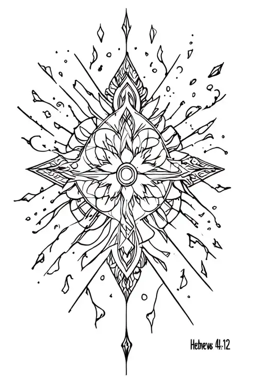 fine line tattoo based on Hebrews 4:12 tattoo design idea