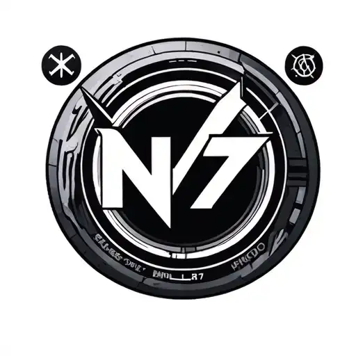 "Design of a tattoo composition featuring the Mass Effect N7 logo at the center. Surrounding it are three alignment symb tattoo design idea