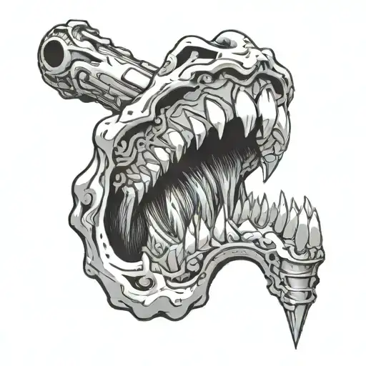 tricone Drill bit showing teeth tattoo design idea