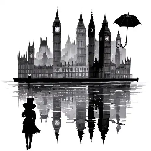 mary poppins london skylines reflecting tattoo design idea