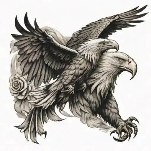 Bull and rose and eagle tattoo design idea