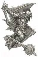 spartan with shield and spear tattoo design idea