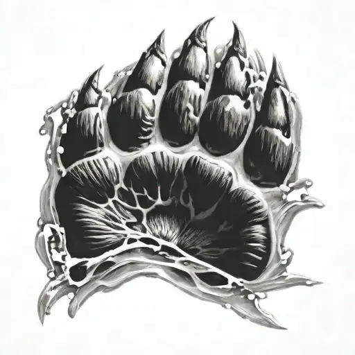 bear paw print inside tattoo design idea