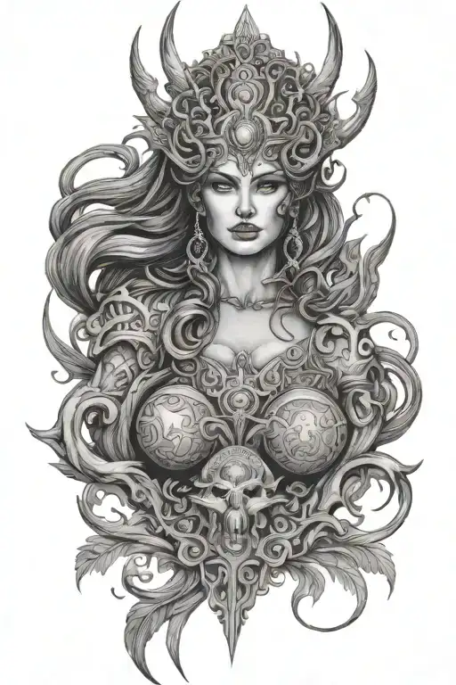 nemesis goddess of revenge tattoo design idea