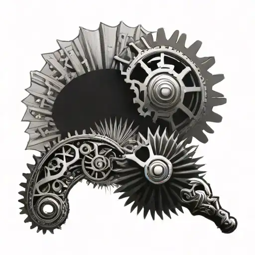 folding fan made with gears tattoo design idea