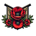 red marine corp rank shoulder patch poppy flower wreath tattoo design idea