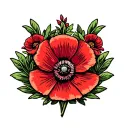 red marine corp rank shoulder patch poppy flower wreath tattoo design idea