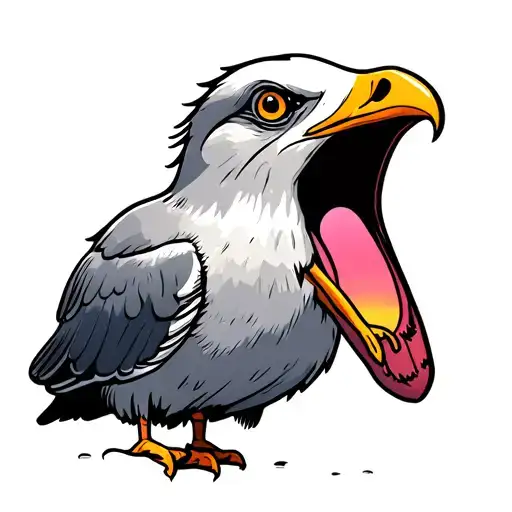 screaming seagull palm trees sunset tattoo design idea