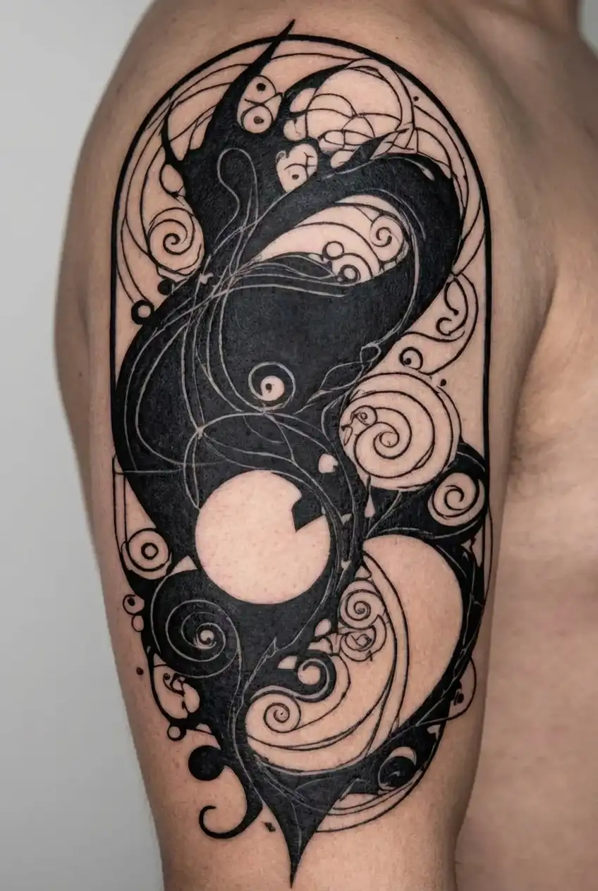 An abstract design symbolizing the interconnectedness of love, sex, music and creativity tattoo design idea