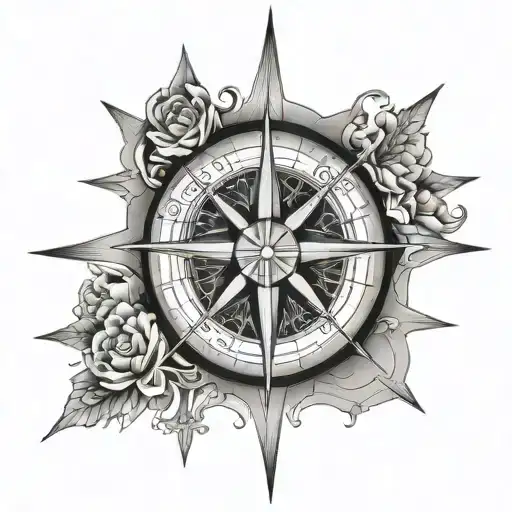 metatron cube compass rose at the center tattoo design idea