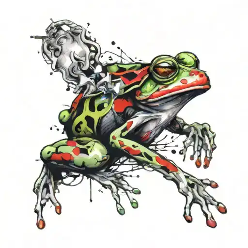 frog smoking tattoo design idea
