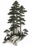five pine tree journey growth intertwined family guidance  tattoo design idea