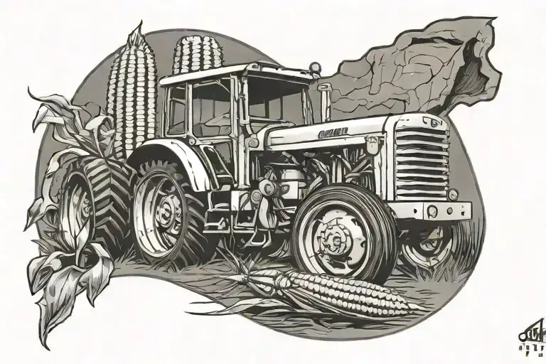Indiana, corn, tractor, caves tattoo design idea