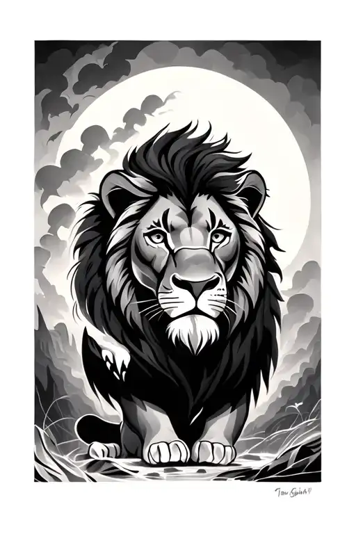 the lion king surrounded tattoo design idea