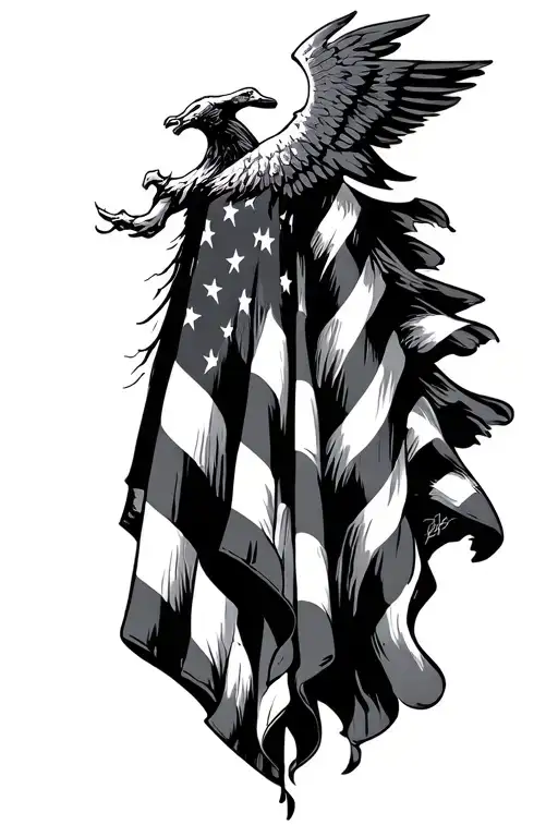 god got us flag downward tattoo design idea